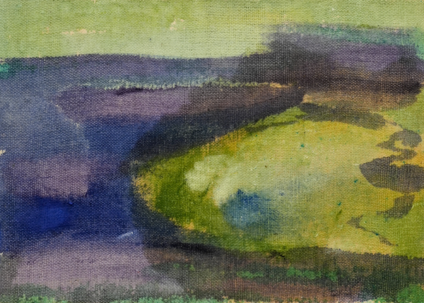 Riva del mare, 17 x 24 cm, Oil, natural glue, pigments, on antique hemp, 2025
